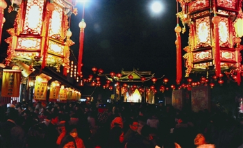 正月十五晚上泰州办花灯展 吸引市民驻足欣赏