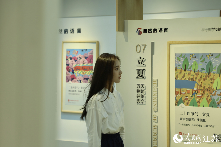 游客參觀二十四節氣主題農民畫展。受訪者供圖