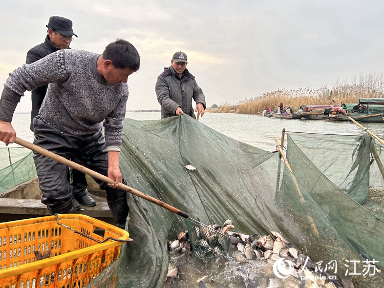 水产村渔民捕鱼。人民网 王丹丹摄