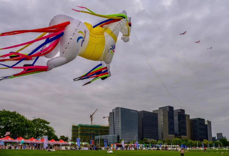 徐州市云龙区举办第六届大龙湖风筝节。李传新摄