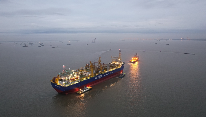 全国首艘海陆一体化智能浮式生产储卸油装置在南通交付。 南通海事局供图