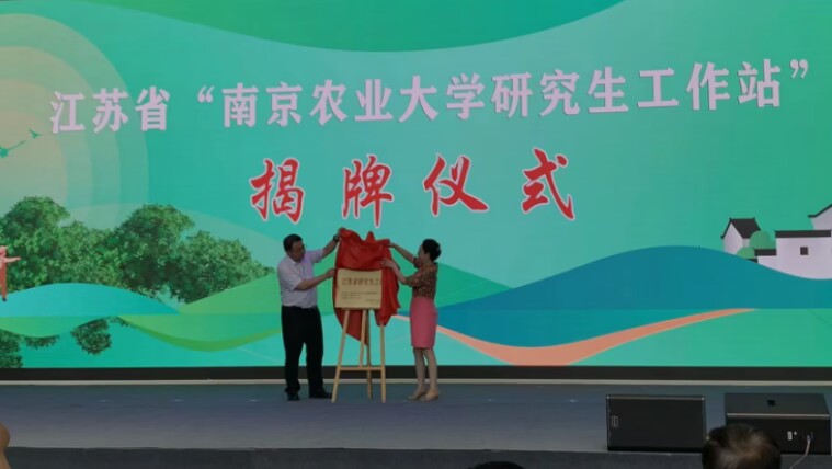 “南京農業大學研究生工作站”揭牌。泰興宣傳部供圖