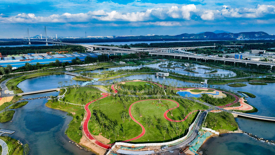 航拍杏湖公园。沿江街道供图