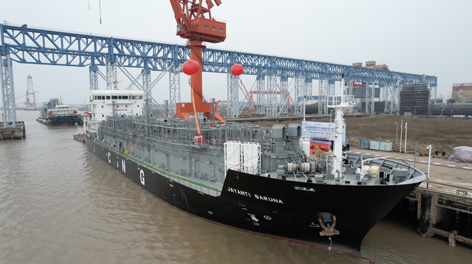 全球首艘壓縮天然氣（CNG）運輸船在江蘇啟東交付開航。南通海事局供圖