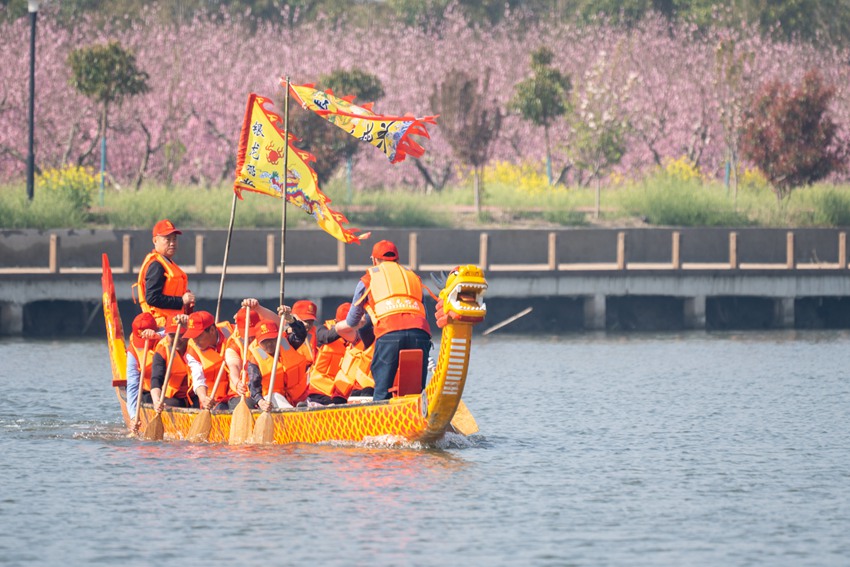 江蘇興化：14艘龍舟競逐“水上馬拉鬆”
