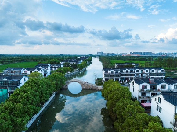 航拍千燈鎮陶橋村陶家橋。昆山市住建局供圖