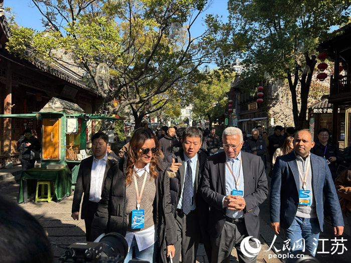 活動嘉賓走進南京老門東歷史街區。人民網 劉益佳攝