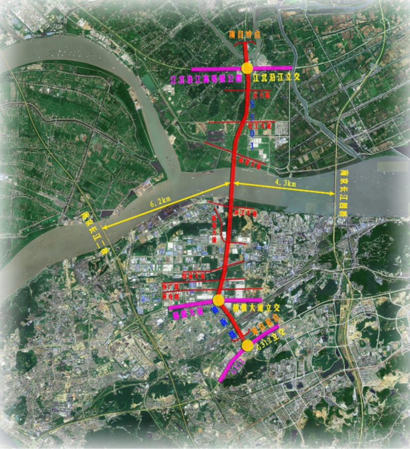 南京新生圩长江大桥地理位置图。江北新区建设与交通局供图