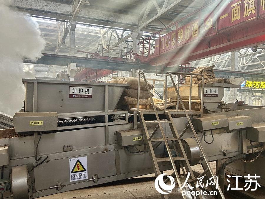 张渡村种植的高粱被送往江苏洋河酒厂股份有限公司的酿酒车间。人民网记者 王丹丹摄