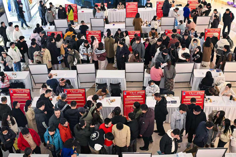 “人才夜市”在南京市江宁区举行。 张顺武摄