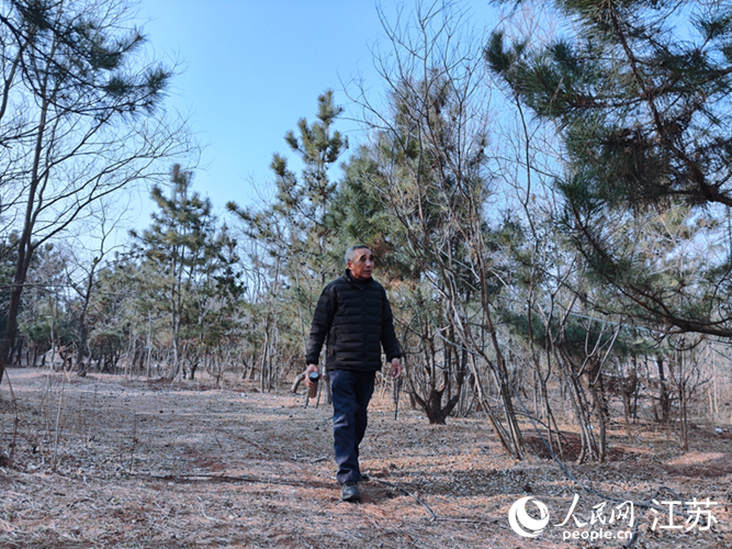新沂马陵山林场护林队队长乔港。 人民网记者 鞠峰摄