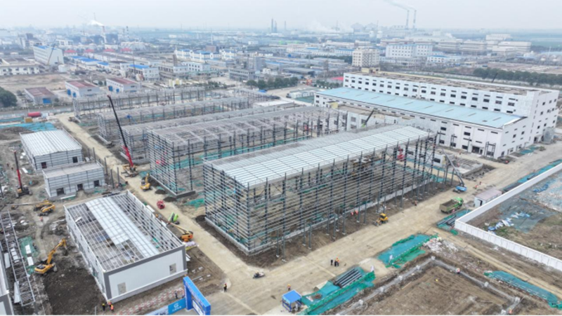 淮安市化工中試基地項目建設現場。淮安工業園區供圖