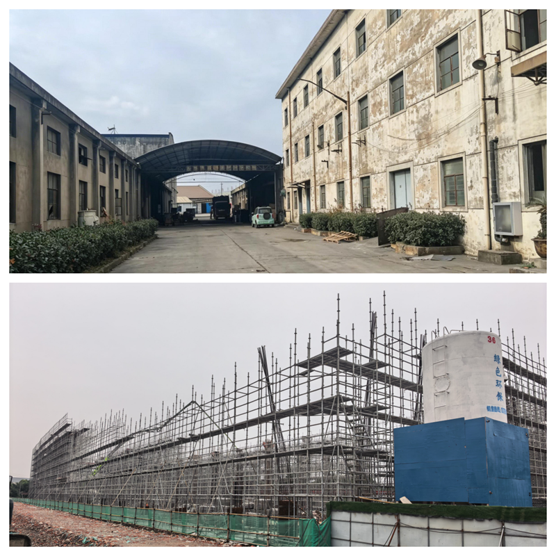 隨著施工推進（下），鑫和泰地塊舊貌（上），逐漸煥發新顏。受訪企業供圖