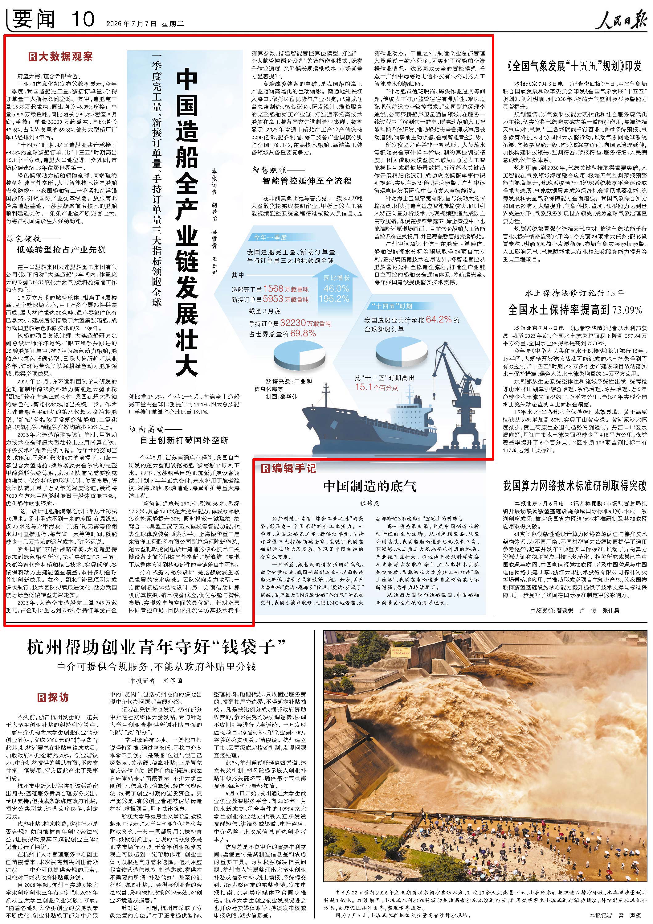 7月7日，《人民日报》第10版版面。