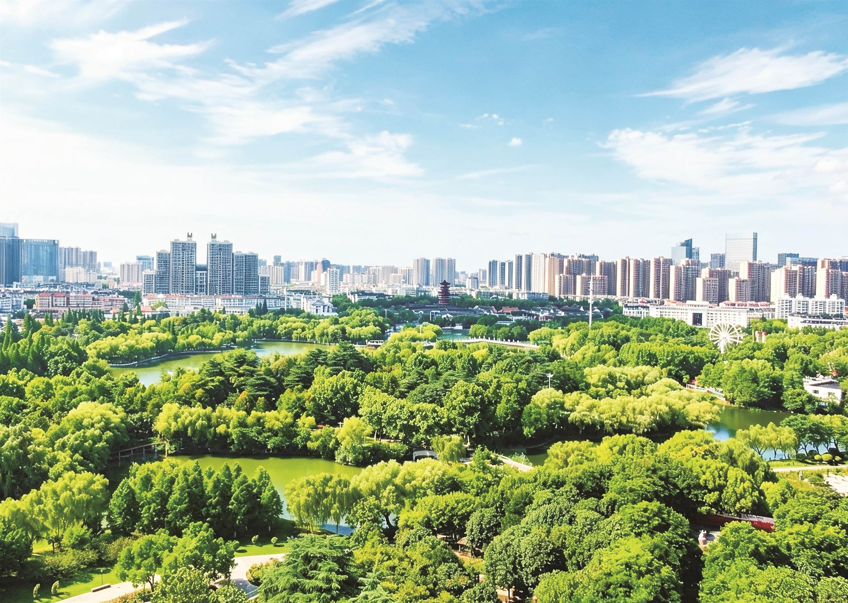 楚秀園航拍的夏日生態景觀。王昊攝