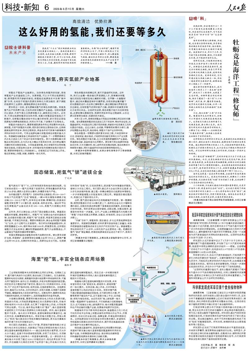 8月15日，《人民日報》第6版版面。