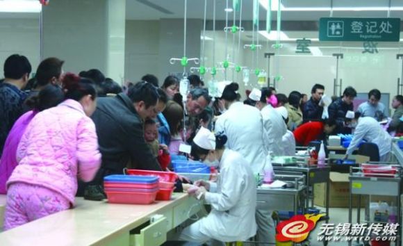 流感高发 无锡儿童医院每天急诊人数超两千