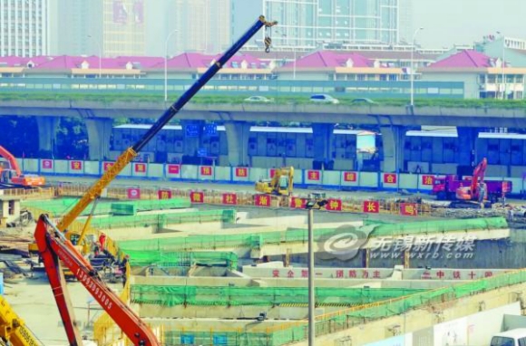 无锡地铁3号线靖海站主体结构封顶