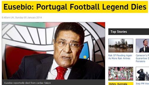 足球巨星葡萄牙 黑豹 尤西比奥今晨去世