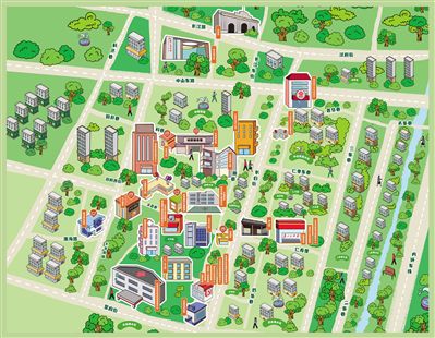 南京市秦淮区五老村社区手绘地图。南京市商务局供图